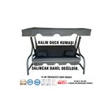 Vip Home Concept Market Ürünleri Lüks DUCK Vip Salıncak Minder Seti 3 Kişilik 10 CM Süngerli Tenteli-SİYAH-Salıncak Minderi