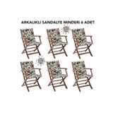 Vip Home Concept Market Urunleri Sandalye Minderi 6 Adet Arkalikli Buyuk Fermuarli Yikanabilir Ingiliz Gulu