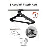 Vip Home Concept Market Ürünleri Siyah Plastik Elbise Kıyafet Askısı 3 ADET Plastik Elbise Askısı Siyah VIP