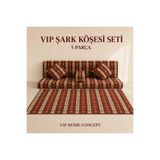 Vip Home Concept Şark Minderi Şark Köşesi Takımı 100x190x10 cm Otantik Yer Minderi ve Sedir Seti 5 Parça Süngerli Şark Köşesi Seti