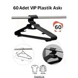 Vip Home Concept Siyah Plastik Elbise Kıyafet Askısı 60 Adet Plastik Elbise Askısı Siyah Vıp