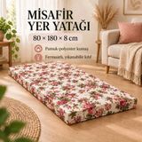 Vip Home Concept Tek Parça Sünger Yatak 8 Cm, Yer Yatağı, Balkon Yer Minderi,şantiye,karavan,deprem YATAĞI-80X180X8 Cm-Ingiliz Gülü - 80 x 180 cm