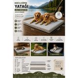 Vip Home Concept Xl Büyük Irk Köpek Yatağı Süngerli Fermuarlı Yıkanabilir Kılıflı Köpek Minderi 65X120X8 Cm-Gri Yıldız - Çok Renkli - 120 cm