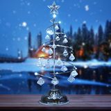 Vıp Kalite 20 Cm Metal Kristal Sarkıtlı Yılbaşı Ağacı Beyaz Led Işıklı Noel Ağacı Gümüş Çam Ağacı