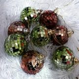 Vıp Kalite 5 Cm 8 Adet Aynalı Disko Topu Yeşil Disko Topu Bakır Disko Topu Yılbaşı Ağacı Süsleri Disco Ball Vitrin