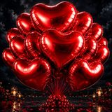 VIP KALİTE 70 CM ŞİŞER 39 ADET KIRMIZI KALPLİ FOLYO BALON PARLAK METALİK BÜYÜK BOY 70CM KALPLİ BALON