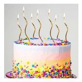 VIP KALİTE PARLAK METALİK ALTIN SPİRAL PASTA MUMU 6 ADET ALTIN DOĞUM GÜNÜ MUMU GOLD BIRTHDAY CANDLE