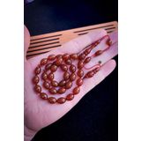 Vip Kehribar 8x12 mm Kahverengi Fatih Erbabacan Usta İşçilikli Zar Kehribar Tesbih
