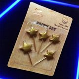 Vıp Yüksek Kalite 5 Adet Parlak Metalik Yıldızlı Gold Mum Gold Yıldızlı Pasta Mumu Doğum Günü Mumu