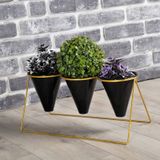 Vıpclass 3 Saksılı Metal Çiçek Standı - Saksılar Dahil - Vgs