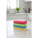 VIPEX Mikrofiber Temizlik Bezi, 4 Adet, Renkli, 40x40 cm, 240 GSM, Ultra Emici, Cam Bezi, Makinede Yıkanabilir, Uzun Ömürlü