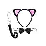 Vipfoni Kedi Kulak Taç Kuyruk ve Papyon 3 lü Set Çocuk Boy Fuşya Renk