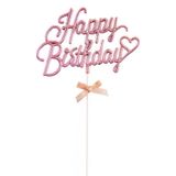 Vipfoni Pembe Renk Happy Birthday Pasta Süsü Tekrar Kullanılabilir
