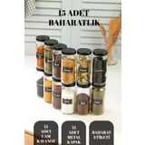 vipgross 15 Adet Cam Baharat Kavanozu 244 ml - Metal Kapaklı Baharat Seti - Baharat Etiketi Hediyeli