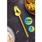Vipinox 6 Adet Lüx Parlak Gold Yemek Kaşığı Paslanmaz Çelik Çubuk Model Altın Yemek Kaşığı