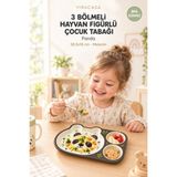 Viracasa Hayvan Figürlü 3 Bölmeli Çocuk Tabağı Melamin Mama Beslenme Tabağı Bpa Içermez - Panda