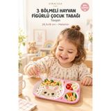 Viracasa Hayvan Figürlü 3 Bölmeli Çocuk Tabağı Melamin Mama Beslenme Tabağı Bpa Içermez - Tavşan
