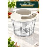 Viracasa Ipli El Rondosu Gri 700 ml Manuel Doğrayıcı Üçlü Çelik Bıçaklı Soğan Sarımsak Doğrayıcı