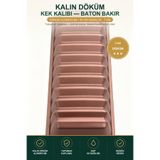 viracasa Kalın Döküm Kek Kalıbı Baton Oluklu Bakır 33 cm uzunluk Yapışmaz Bundt Pasta Kalıbı