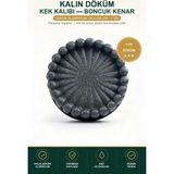 Viracasa Kalın Döküm Kek Kalıbı Boncuk Kenar Siyah 25,5 cm Çap Yapışmaz Bundt Pasta Kalıbı - Boncuk Kenar Siyah — 25,5 cm