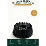 Viracasa Kalın Döküm Kek Kalıbı Dar Oluklu Siyah 24 cm Çap Yapışmaz Bundt Pasta Kalıbı - Dar Oluklu Siyah — 24 cm