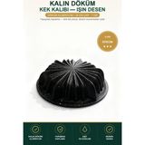 Viracasa Kalın Döküm Kek Kalıbı Işın Desen Siyah 25 cm Çap Yapışmaz Bundt Pasta Kalıbı - Işın Desen Siyah — 25 cm