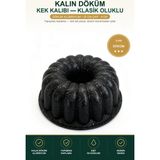 Viracasa Kalın Döküm Kek Kalıbı Klasik Oluklu Siyah 25 cm Çap Yapışmaz Bundt Pasta Kalıbı - Klasik Oluklu Siyah — 25 cm