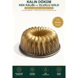 Viracasa Kalın Döküm Kek Kalıbı Oluklu Gold 25 cm Çap Yapışmaz Bundt Pasta Kalıbı - Oluklu Gold — 25 cm