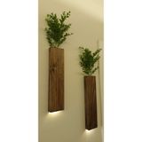 ViraHome 2 Li Lüks Peri Ledli Ahşap Çiçeklik Dekoratif Aydınlatma Balkon Dekoru Otel Cafe Rustik 40cm