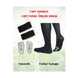 virajx Futbol Uzun Tozluk(Çorap) ve Kaval Koruyucu Tekmelik Antrenman Seti (Siyah)