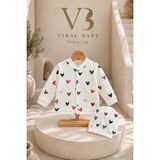 Vıral Baby Organik Pamuklu 5'li Renkli Kalp Desenli Bebek Hastane Çıkışı / Takımı - 0 - 3 Ay - Çok Renkli