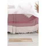Virdis Home Elmas Desen Pamuklu Koltuk Örtüsü 170X210CM Tekli&üçlü Koltuk,çekyat ve Berjer Için Lüks Yıkanabilir - 170 x 210 cm - Bordo