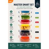 Virela Home 6'lı Kare Saklama Kabı Seti Renkli Kilitli Kapaklı Erzak ve Gıda Saklama Kabı ( 3x975 ml - 3x1400 ml )