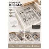 Virela Home Çekmece İçi Kaşıklık Düzenleyici Çıkarılabilir Üst Katlı Mutfak Çekmece İçi Düzenleyici Organizeri Şeffaf