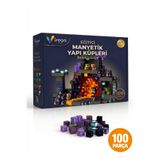 Vireon Manyetik Yapı Küpleri 100 Parça - Eğitici ve Zeka Geliştirici 3D Mıknatıslı Yapı Blokları Lav Dünya