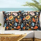 Virexen 2'li Paket Su Geçirmez Dış Mekan Yastık Kılıfı 45,7 x 45,7 cm Renkli Çiçekli Yaz Bahar Bahçe Dekoratif Kare Veranda Yastıkları Dış Mekan Kırlent Kılıfları Veranda Mobilya Balkon Kanepe için