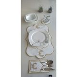 Virgo Gold 18 Parça Linen Kumaş Amerikan Servis Seti - 35 x 47 cm - Açık Krem