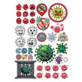 Virüs Bakteri Sticker Set-1 32 Parça Telefon, Tablet, Defter, Laptop Sticker