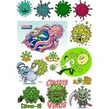 Virüs Bakteri Sticker Set 13 Parça Telefon, Tablet, Defter, Laptop Sticker