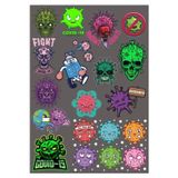 Virüs Bakteri Sticker Set-2 25 Parça Telefon, Tablet, Defter, Laptop Sticker