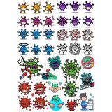 Virüs Sticker Set-6 25 Parça Telefon, Tablet, Defter, Laptop Sticker
