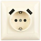 Visage 2 Usb Çıkışlı Çocuk Korumalı Topraklı Priz, 5v, 2.4a, Krem