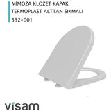 Visam Mimoza Yavaş Kapanan Klozet Kapağı Termoplast Malzemeden Beyaz Renkli Kullanım Kolaylığı