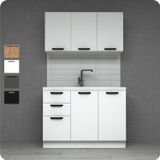 Visas Concept 120 Cm Üç Çekmeceli Şirin Mutfak Dolabı Mini Hazır Mutfak (Tezgah Dahil)