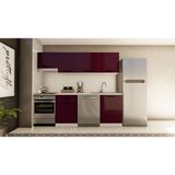 Visas Concept 240 cm Mutfak Dolabı Parlak Mürdüm MDF Lam Malzeme Modern Tasarım Geniş Depolama