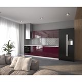 Visas Concept 280 Cm Hıgh Gloss Kapak- Mürdüm- Nilüfer Hazır Mutfak Dolabı - Demonte