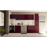 Visas Concept 300 cm Modern Hazır Mutfak Dolabı Parlak Mürdüm MDF Malzeme Geniş Depolama