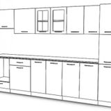Visas Concept 320 Cm Elif Hazır Mutfak Dolabı Parlak Hıgh-Gloss Kiler, Ankastre Ve Aspiratör Modüllü Kapaklı (Tezgah Dahil)