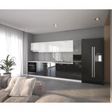 Visas Concept 320 Cm Hıgh Gloss Kapak Beyaz-Siyah - Güler Hazır Mutfak Dolabı-Kiler Modüllü - Demonte