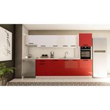 Visas Concept 320 cm Özlem Hazır Mutfak Dolabı Parlak Beyaz ve Kırmızı Modern Tasarım MDF Malzeme